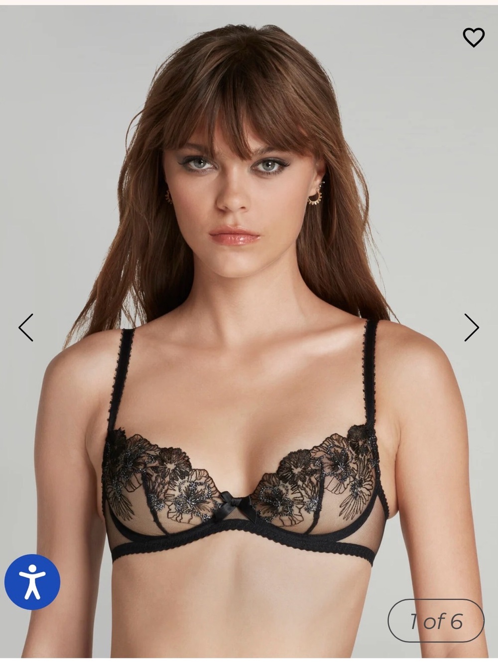 Agent Provocateur Black Sheer Floral Embroidered Underwire Bra